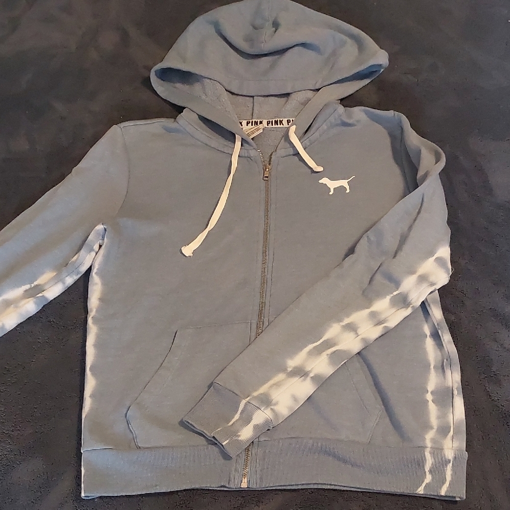 PINK Victoria's Secret Light Blue Zip-Up Sweater